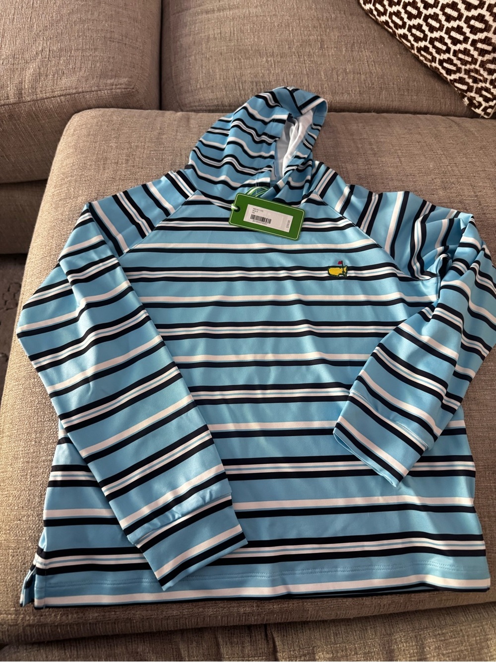Masters Performance Material Boys Striped Light Blue Hooded Long-Sleeve Kids